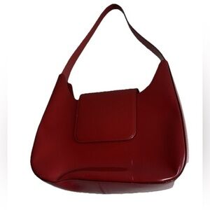 Elegant Red Leather Vintage Y2K Lancel Shoulder Bag